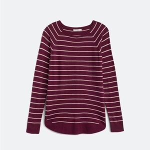 Striped Valencia Curved Hem Burgundy Sweater